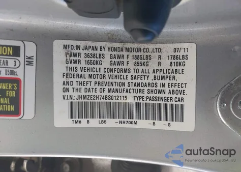 2011 Honda Insight Ex z USA, uszkodzony, nr VIN JHMZE2H74BS012115